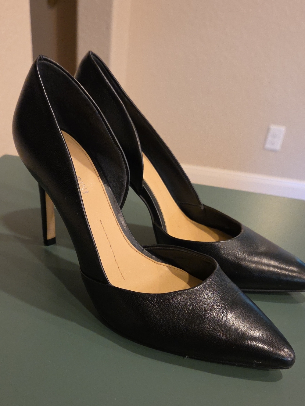 Classic Leather Black Pointed-Toe High Heels - Women's Pumps